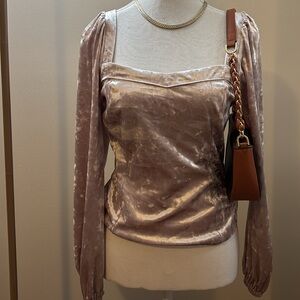 Jessima Anthropologie Pink Velvet Top